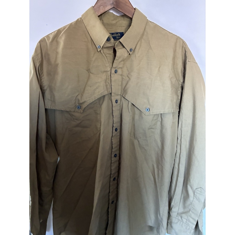 VTG Ruddock Brothers-Mens Shirt 2XL Khaki LongSleeve BU Outdoor Hiking Tall 48"